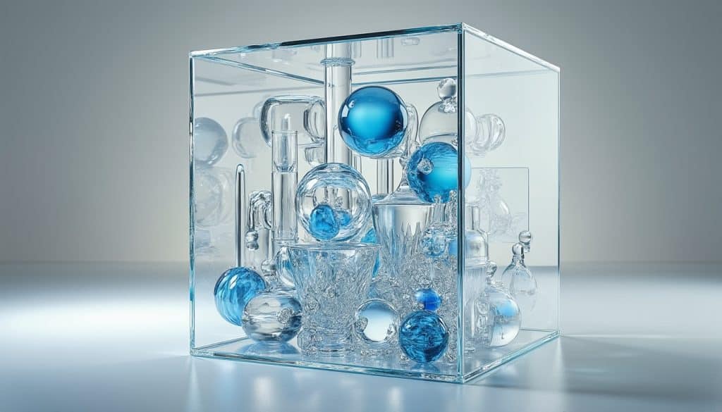 Boîte et objet en verre : les assemblages en trois dimensions