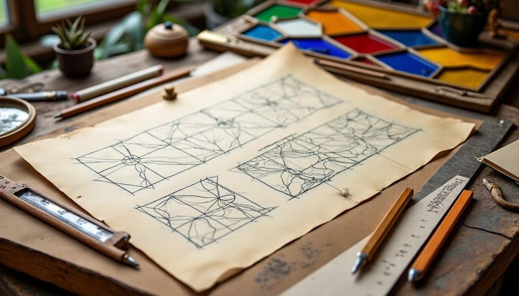 Dessiner un carton de vitrail : les étapes
