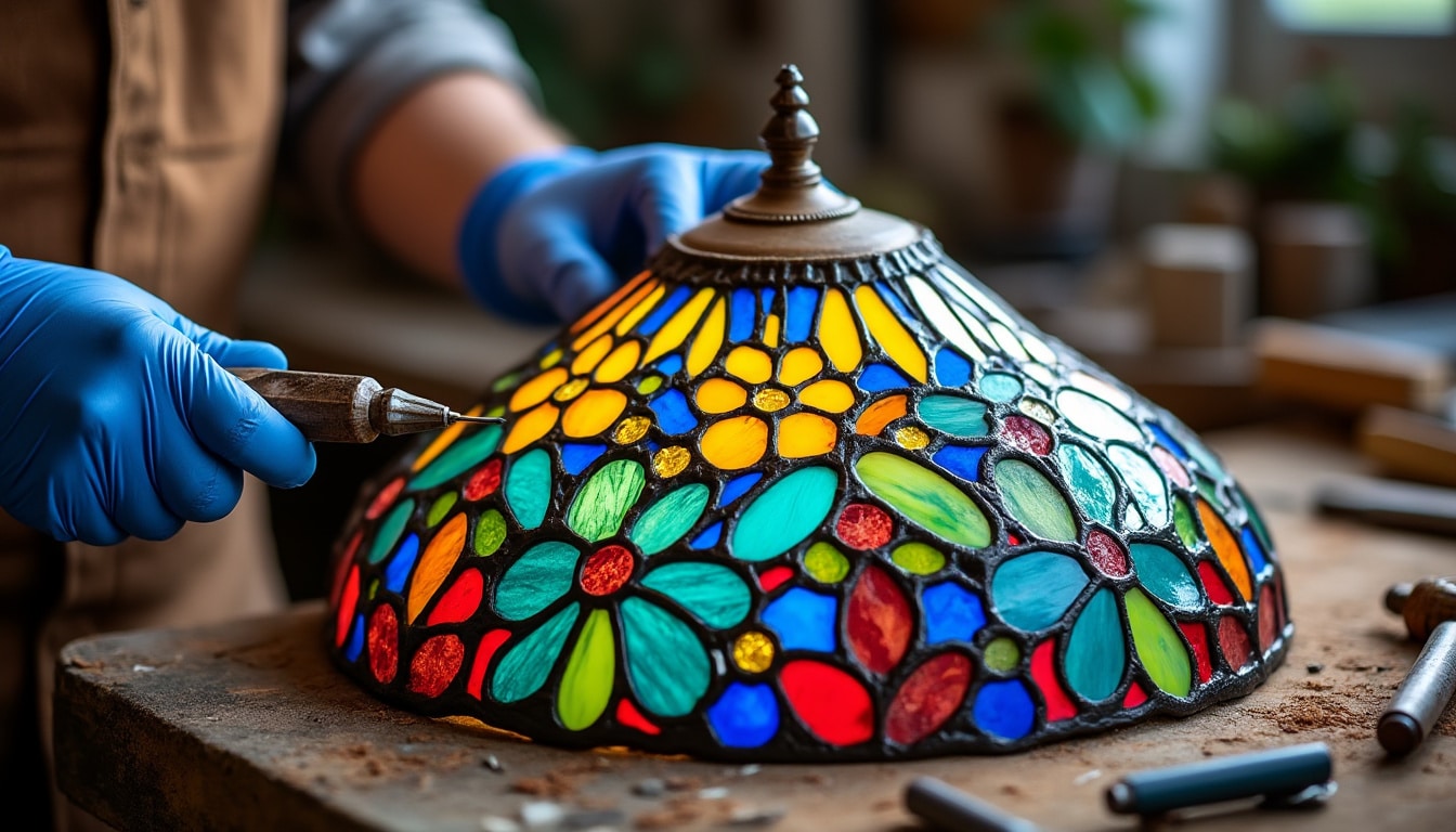 Lampe Tiffany : la construction d&rsquo;un abat-jour