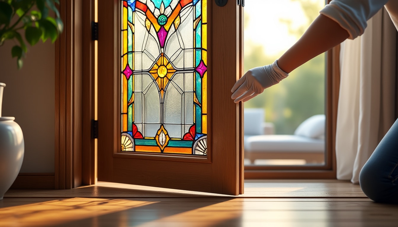 Vitrail dans une porte intérieure : les précautions